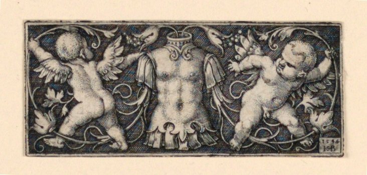 Vlys s kyrysem ve středu, obklopený dvěma génii od Hans Sebald Beham