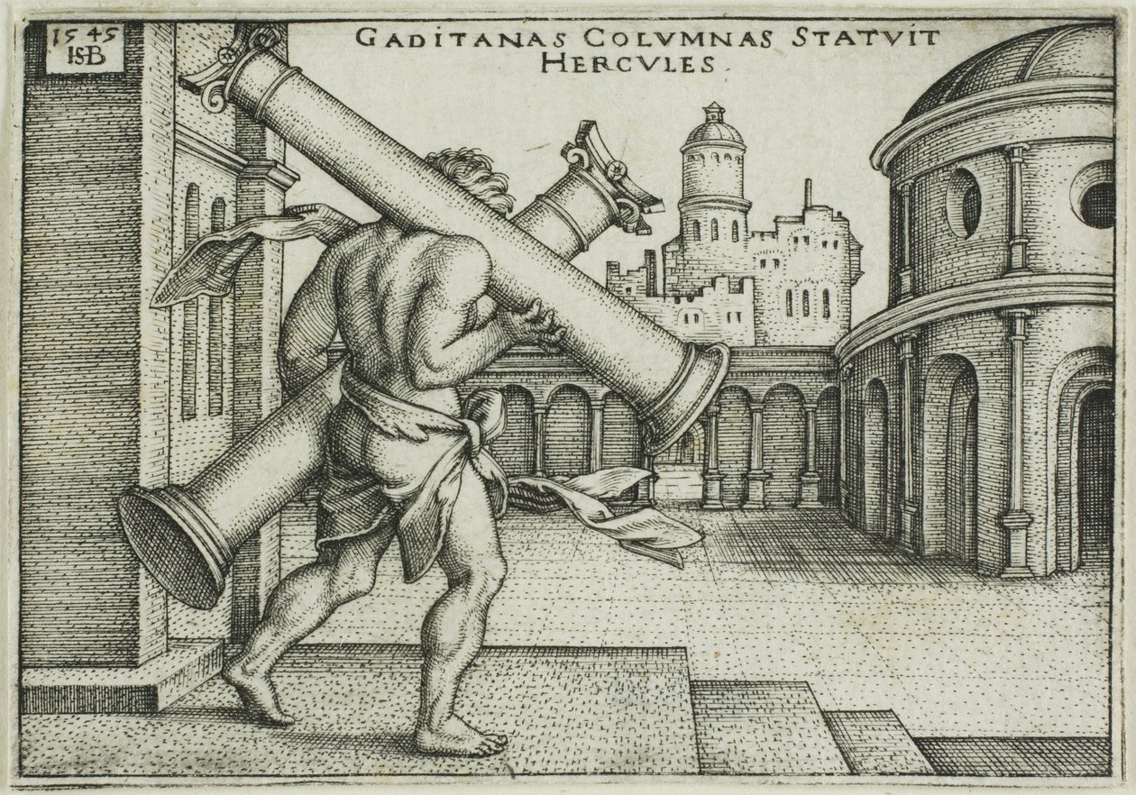 Herkules a sloupy v Gaze od Hans Sebald Beham