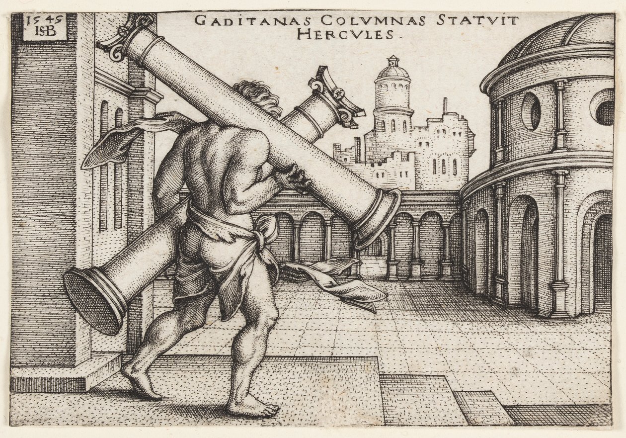 Herkules s Herkulovými sloupy od Hans Sebald Beham
