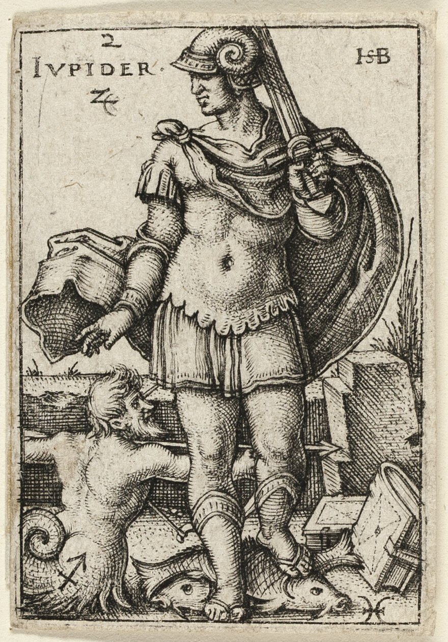 Jupiter, deska druhá z knihy Sedm planet se zvěrokruhem od Hans Sebald Beham