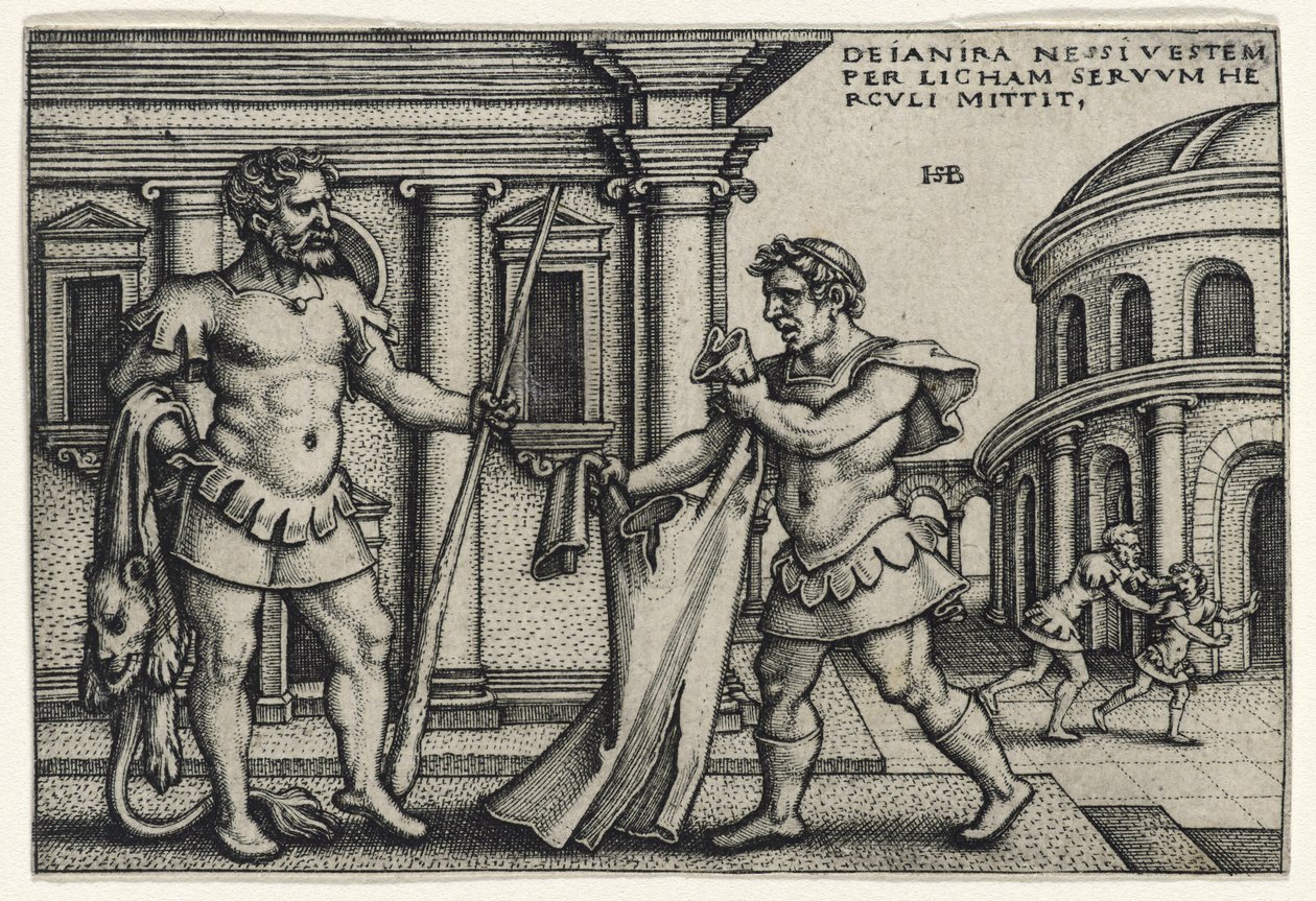 Lichas Bringing the Garment of Nessus to Hercules, 1540s (rytina na položený papír) od Hans Sebald Beham