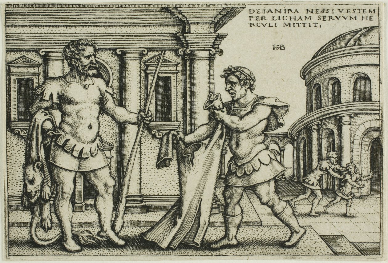 Lichas přinášející oděv Nessus Herkulovi z The Labors of Hercules od Hans Sebald Beham
