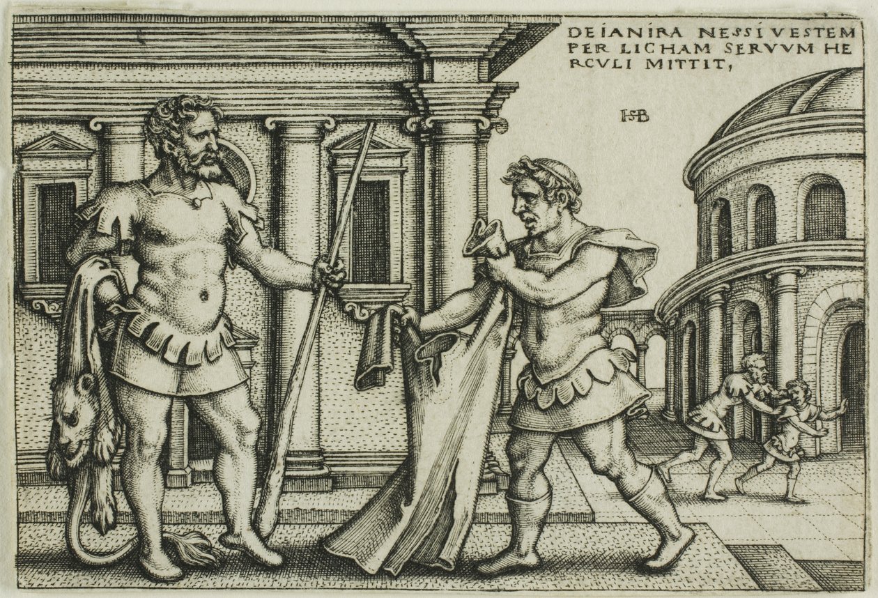Lichas přináší Herkulovi Nesův oděv, z knihy Herkulovy práce od Hans Sebald Beham