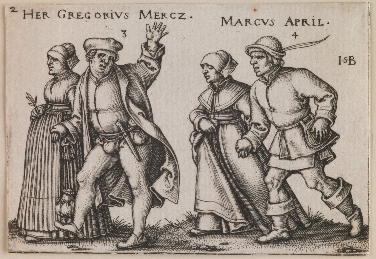 "Březen a duben" z cyklu "Selské slavnosti aneb Dvanáct měsíců" od Hans Sebald Beham