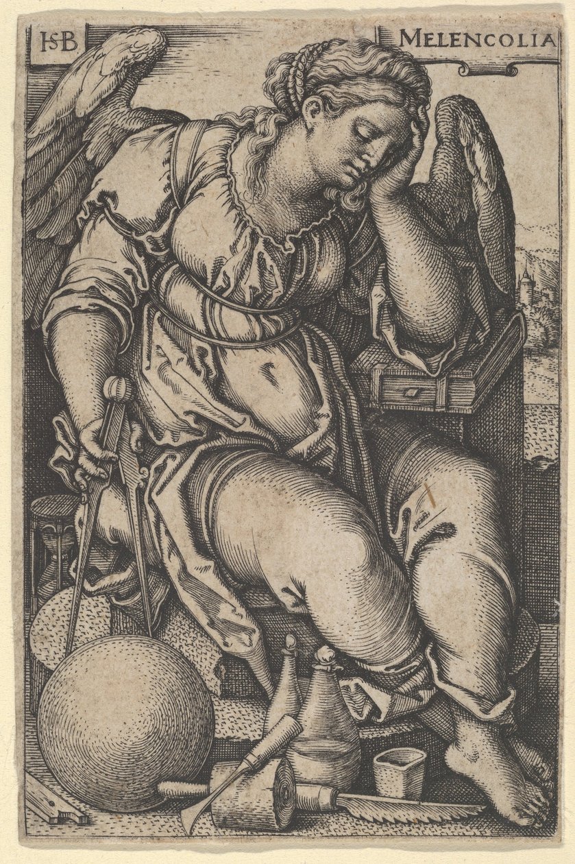Melancholia, cca 1500-50 (rytina) od Hans Sebald Beham