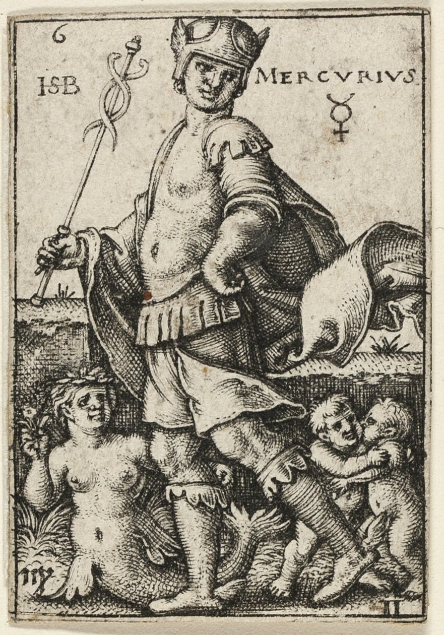 Merkur, deska šest ze Sedmi planet se zvěrokruhem od Hans Sebald Beham