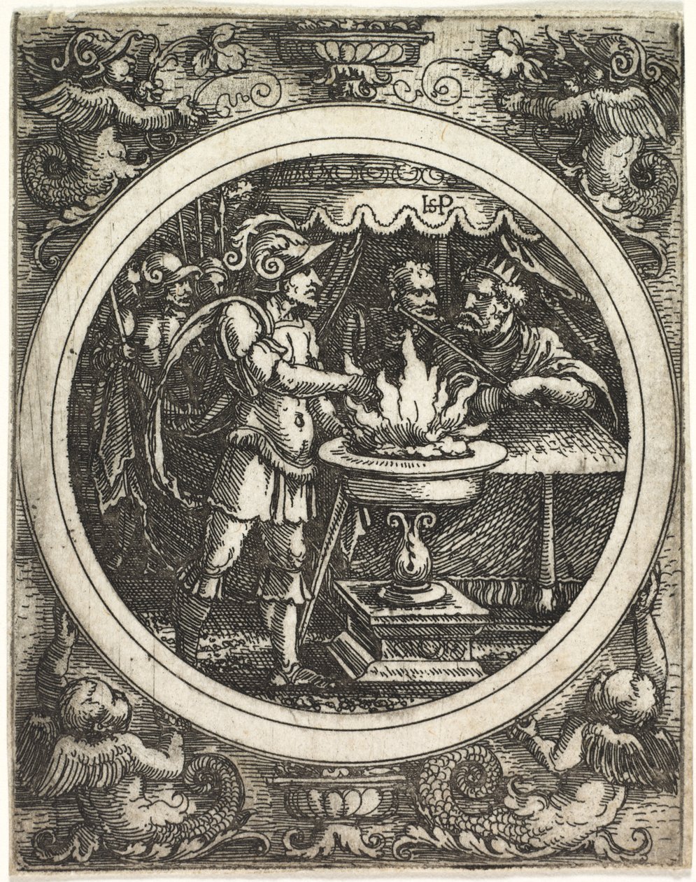 Mucius Scaevola držící ruku v ohni, c. 1520. od Hans Sebald Beham