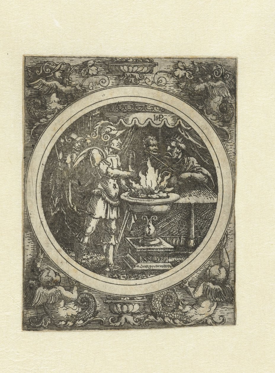 Mucius Scaevola s pravou rukou v ohni od Hans Sebald Beham