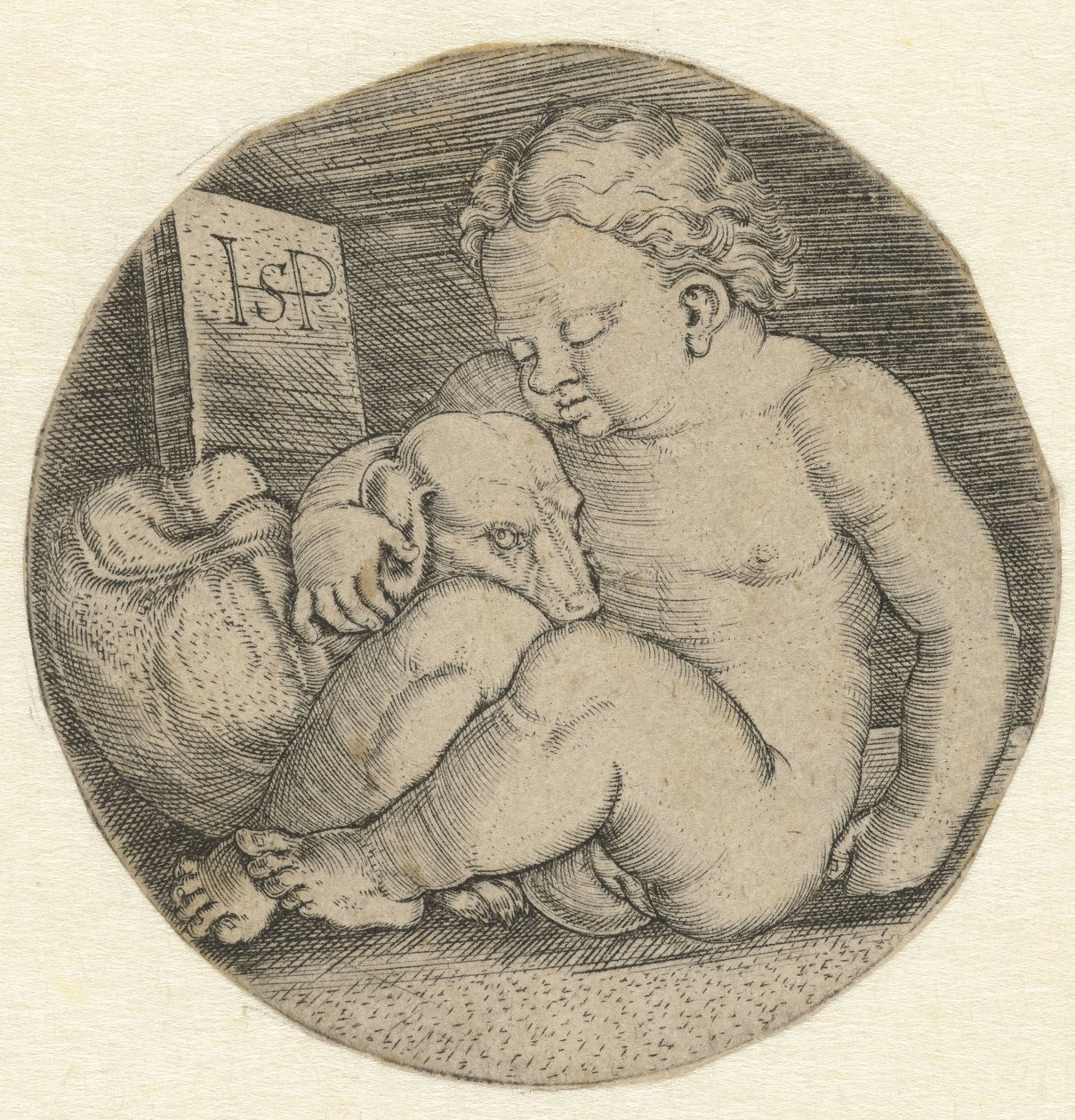 Nahá dívka se psem od Hans Sebald Beham