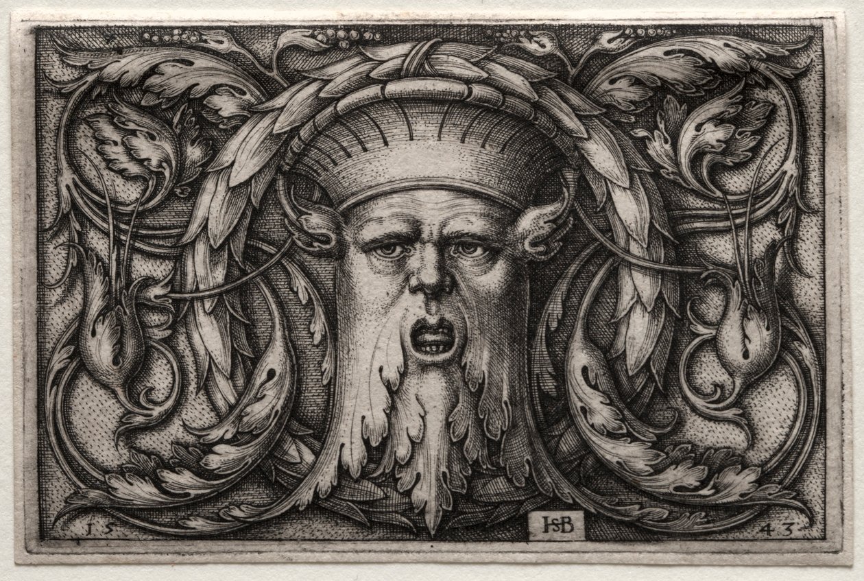 Ornament of Satyrs Hlava a věnec, 1543. od Hans Sebald Beham