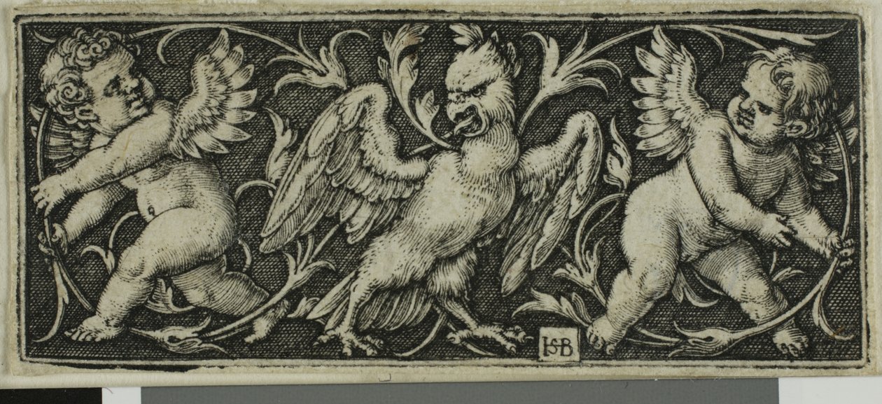 Ornament s orlem a dvěma génii ze čtyř vinět od Hans Sebald Beham
