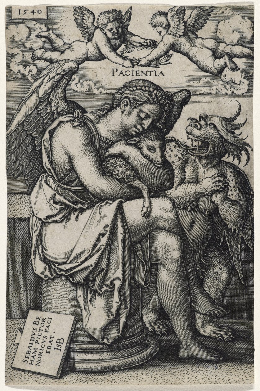 Patience (Die Geduld), 1540 (rytina na položený papír) od Hans Sebald Beham
