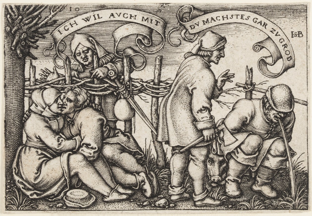 Rolníci za živým plotem od Hans Sebald Beham