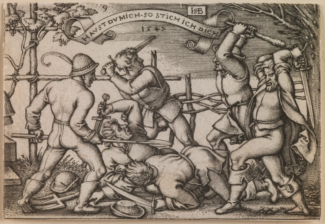 "Selská rvačka" z cyklu "Selská slavnost aneb Dvanáct měsíců" od Hans Sebald Beham