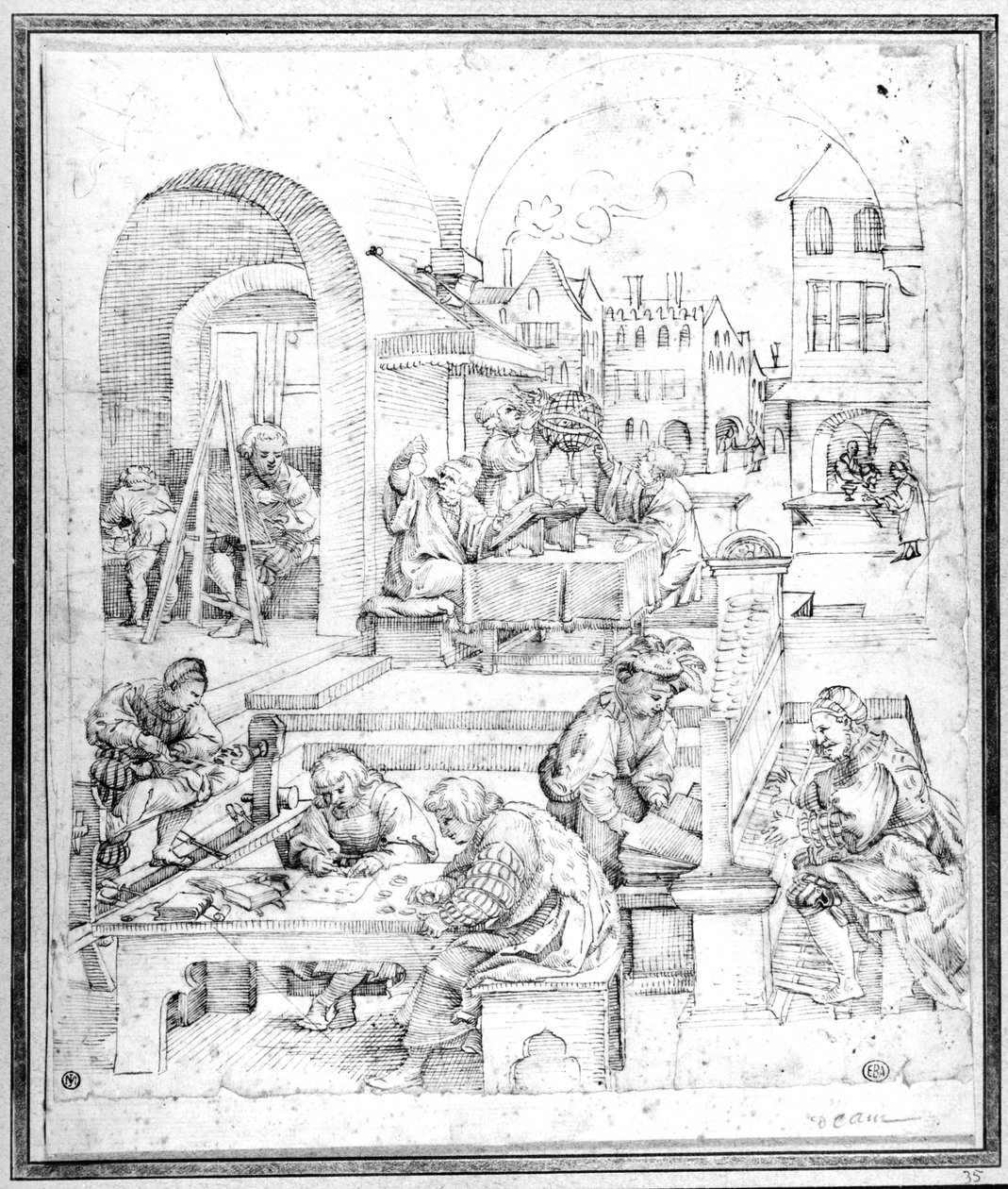 Věda, umění a obchod (pero a inkoust) od Hans Sebald Beham