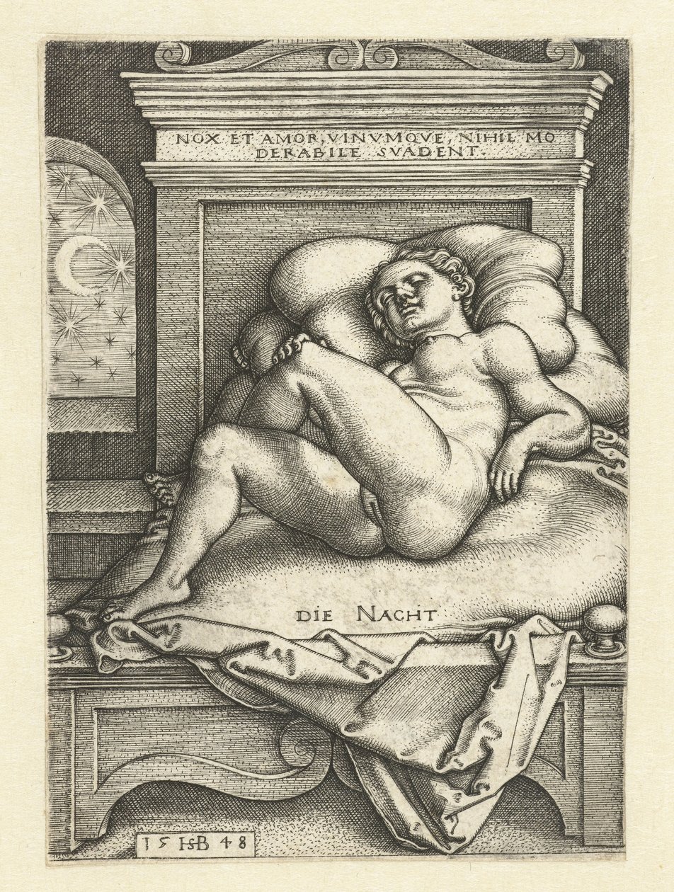 Nahá žena spí jako noc Ta noc (název na objektu) od Hans Sebald Beham