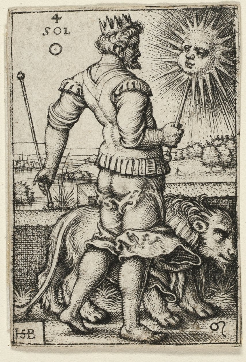 Slunce, deska čtyři ze Sedmi planet se zvěrokruhy od Hans Sebald Beham