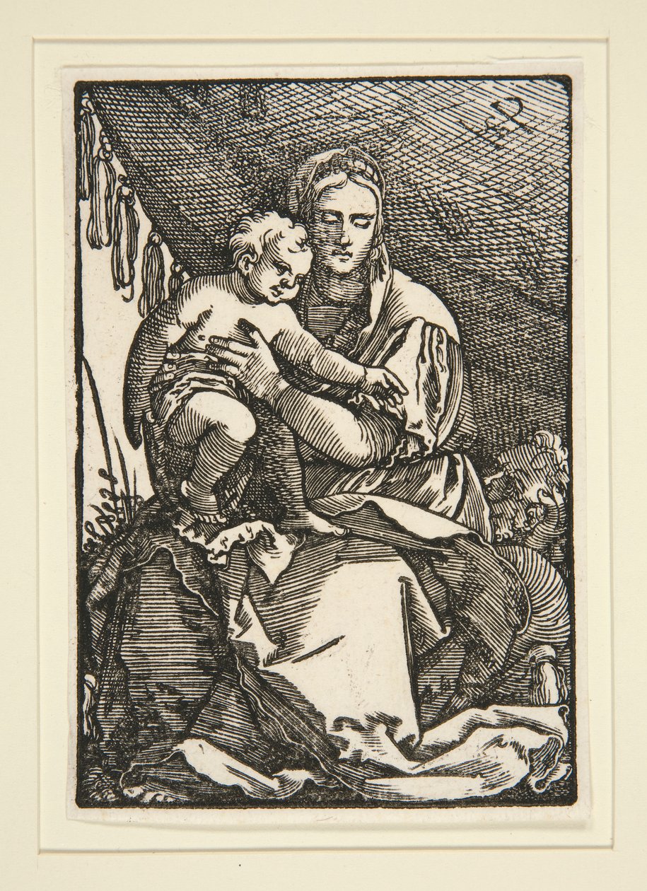 Svatá rodina pod baldachýnem od Hans Sebald Beham