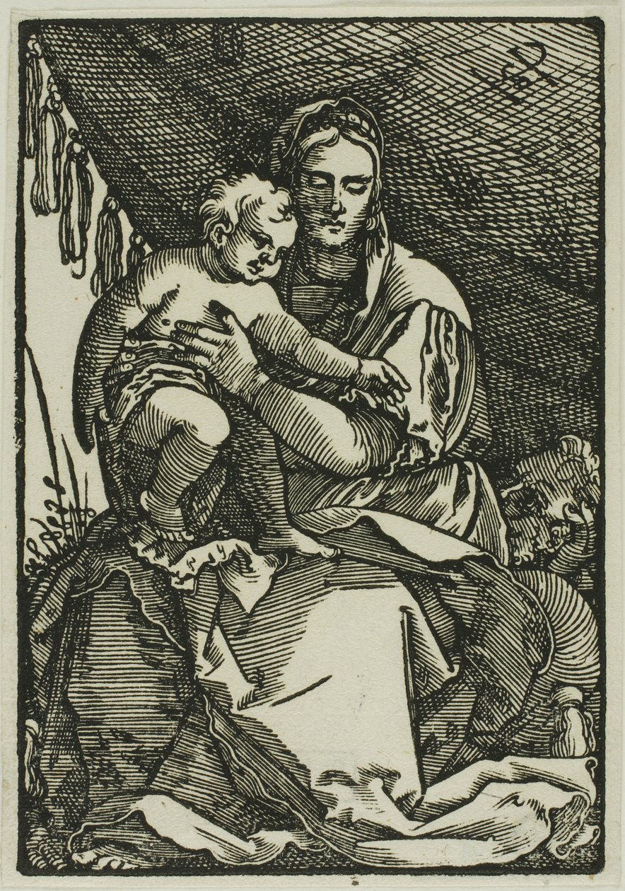 Svatá rodina pod baldachýnem od Hans Sebald Beham