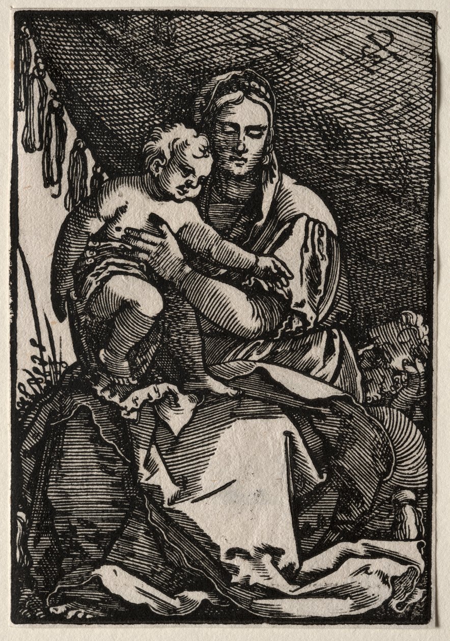 Svatá rodina pod stanem od Hans Sebald Beham