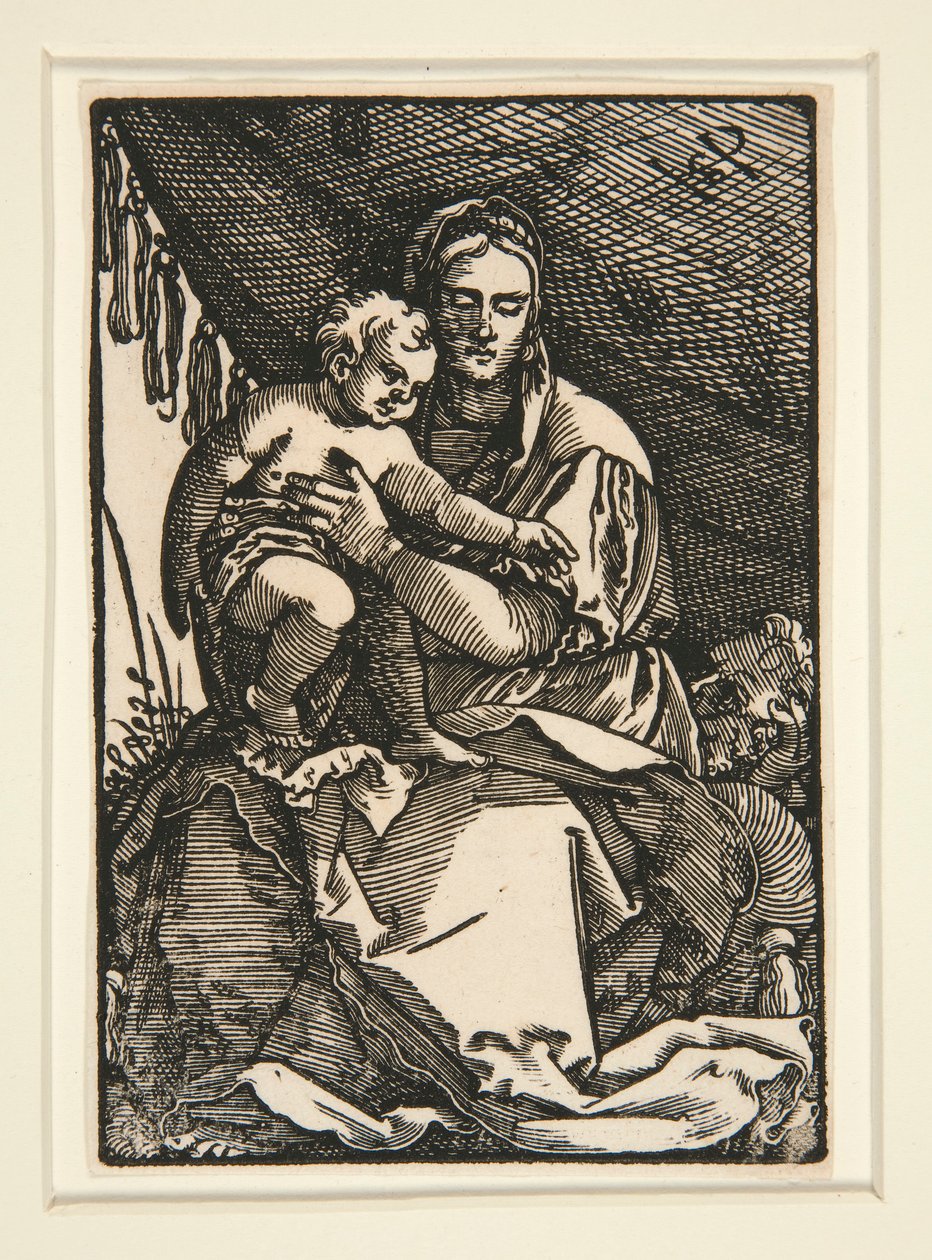 Svatá rodina pod baldachýnem od Hans Sebald Beham