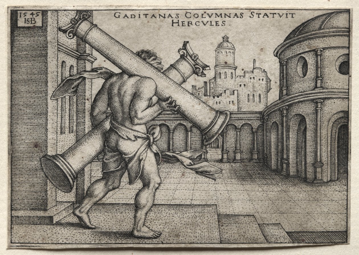 Herkules nesoucí Gádovy sloupy od Hans Sebald Beham