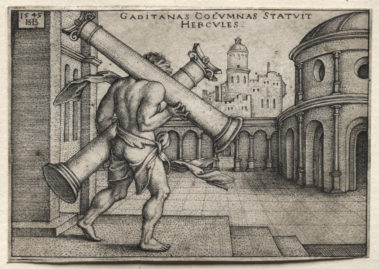 The Labors of Hercules: Hercules Carrying the Columns of Gades, 1545. od Hans Sebald Beham