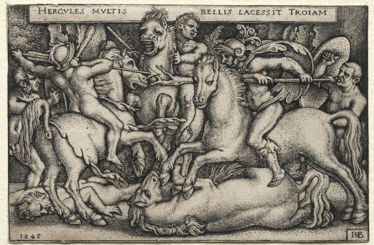 Herkulova práce: Herkules dobývá Tróju od Hans Sebald Beham