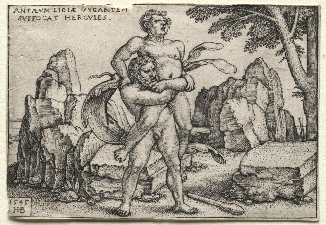 The Labors of Hercules: Hercules Crushing Antaeus od Hans Sebald Beham