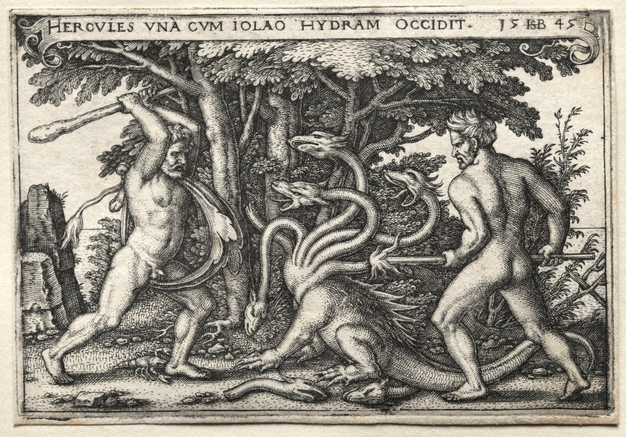 The Labors of Hercules: Hercules Killing the Lernean Hydra od Hans Sebald Beham