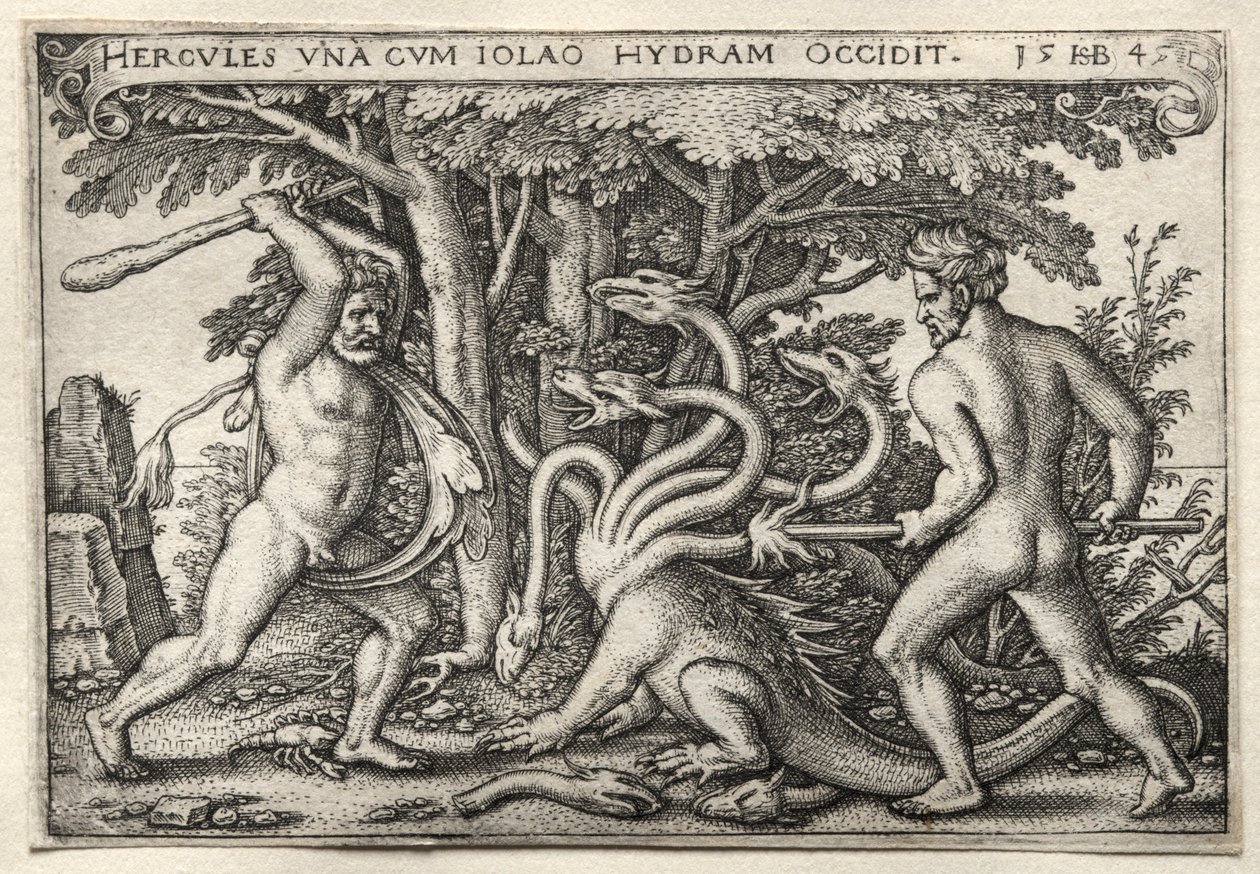 The Labors of Hercules: Hercules Killing the Lernean Hydra, 1545. od Hans Sebald Beham