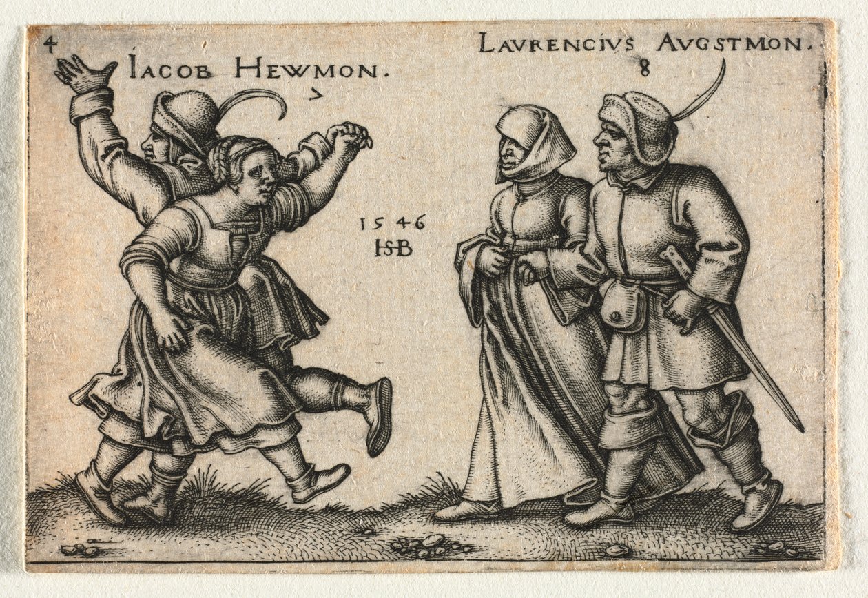 Selská svatba aneb Dvanáct měsíců: 7 Jacob Hewmon 8-Laurencius Augstmon od Hans Sebald Beham