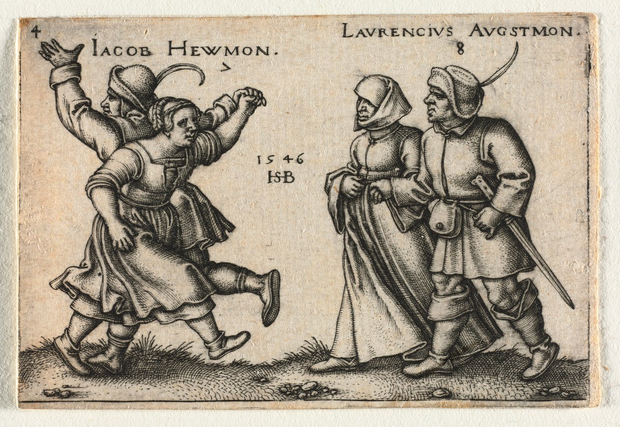 Selská svatba aneb Dvanáct měsíců: 7 Jacob Hewmon 8-Laurencius Augstmon, 1546. od Hans Sebald Beham