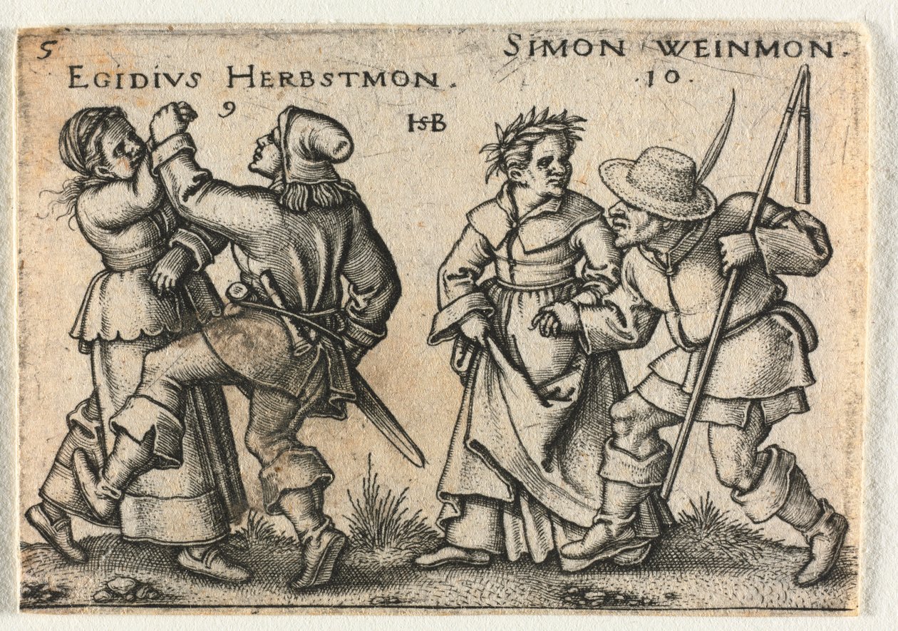 Selská svatba aneb Dvanáct měsíců: 9-Egidius Herbstmon 10-Simon Weinmon, 1546. od Hans Sebald Beham