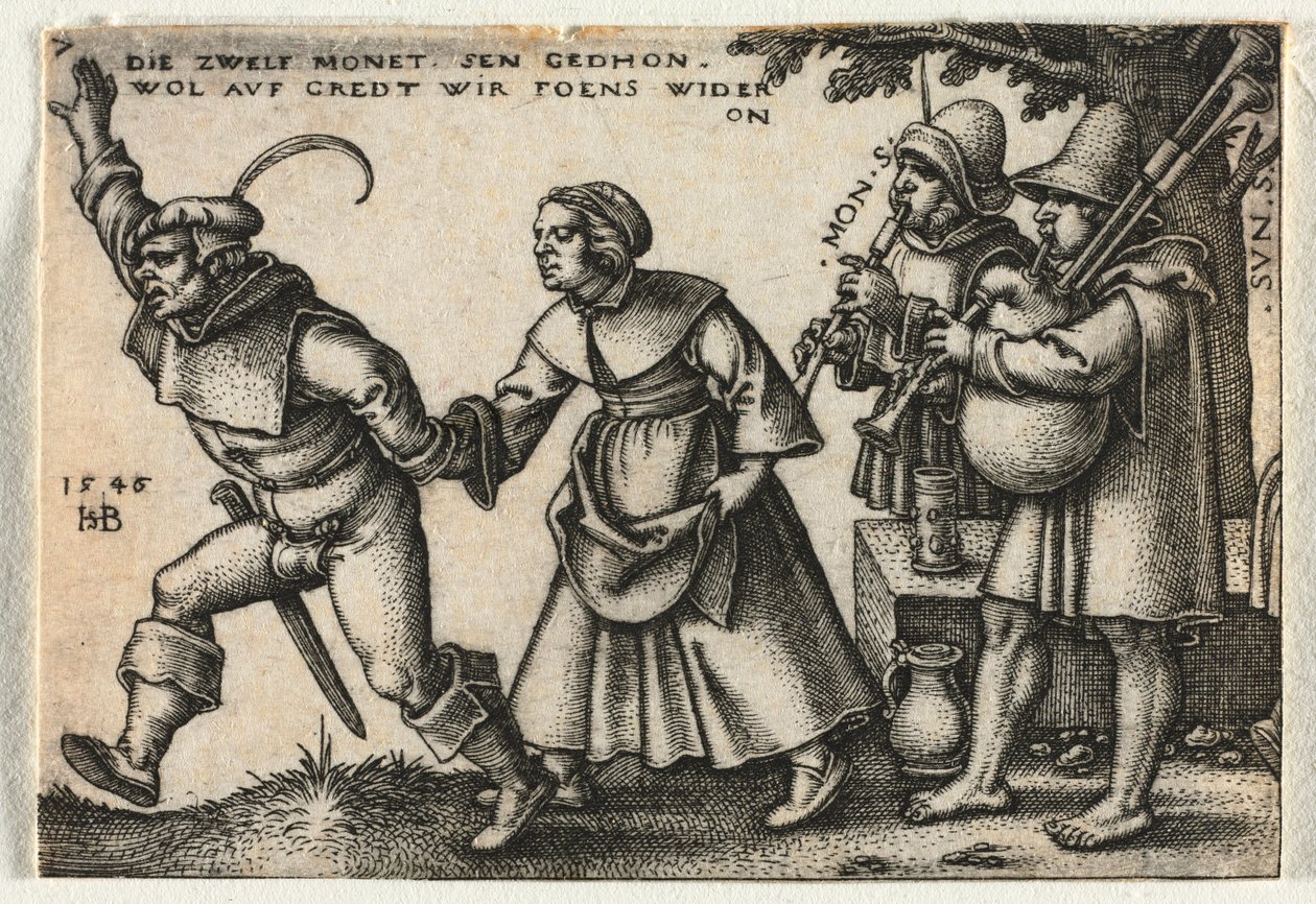 Selská svatba aneb Dvanáct měsíců: č. 7, 1546. od Hans Sebald Beham