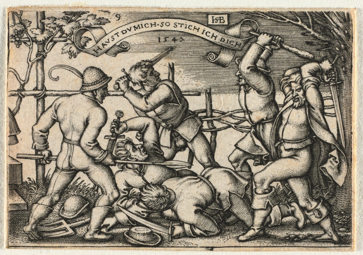 Selská svatba aneb Dvanáct měsíců: č. 9 od Hans Sebald Beham