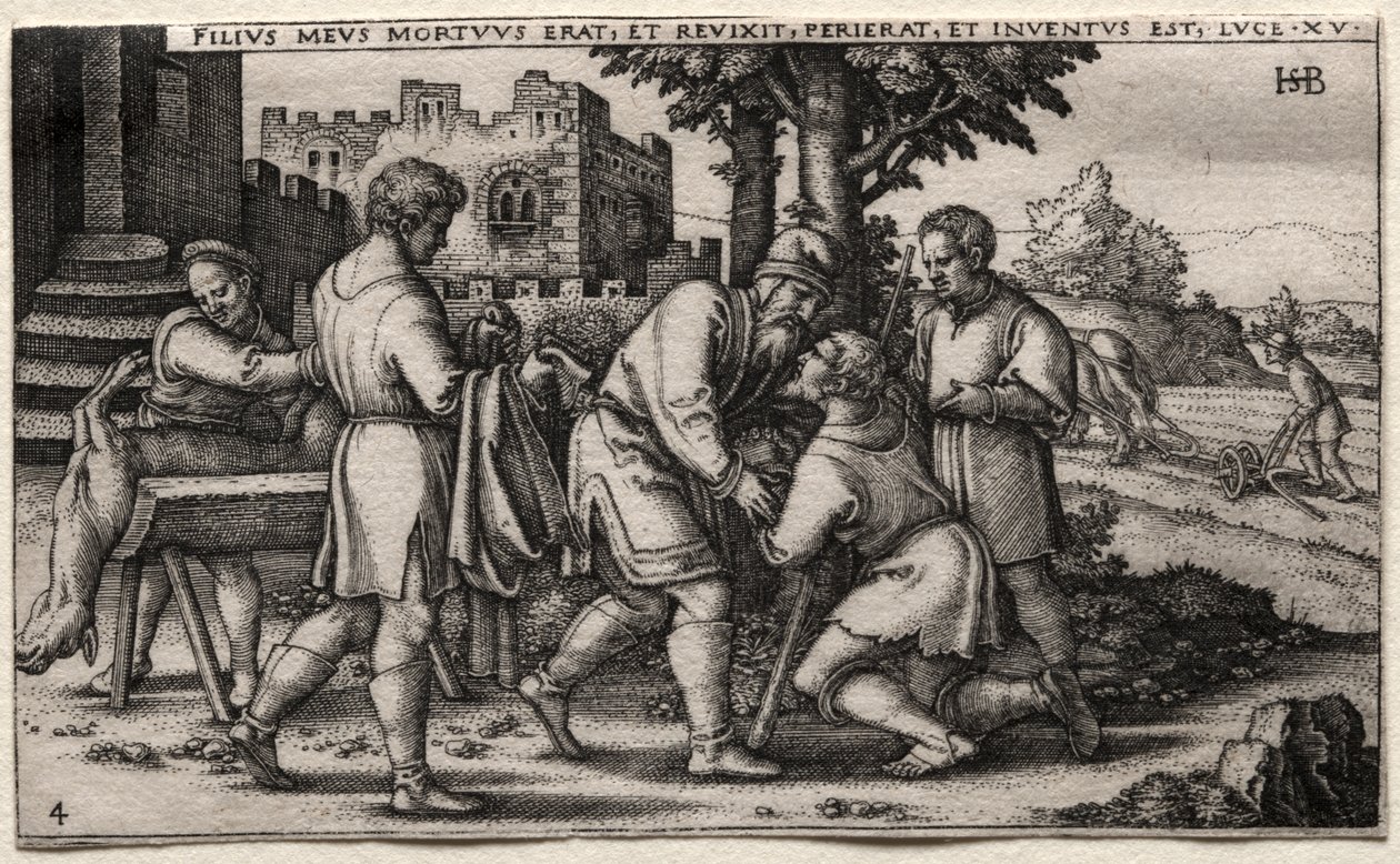 Marnotratný syn: Návrat marnotratného syna od Hans Sebald Beham