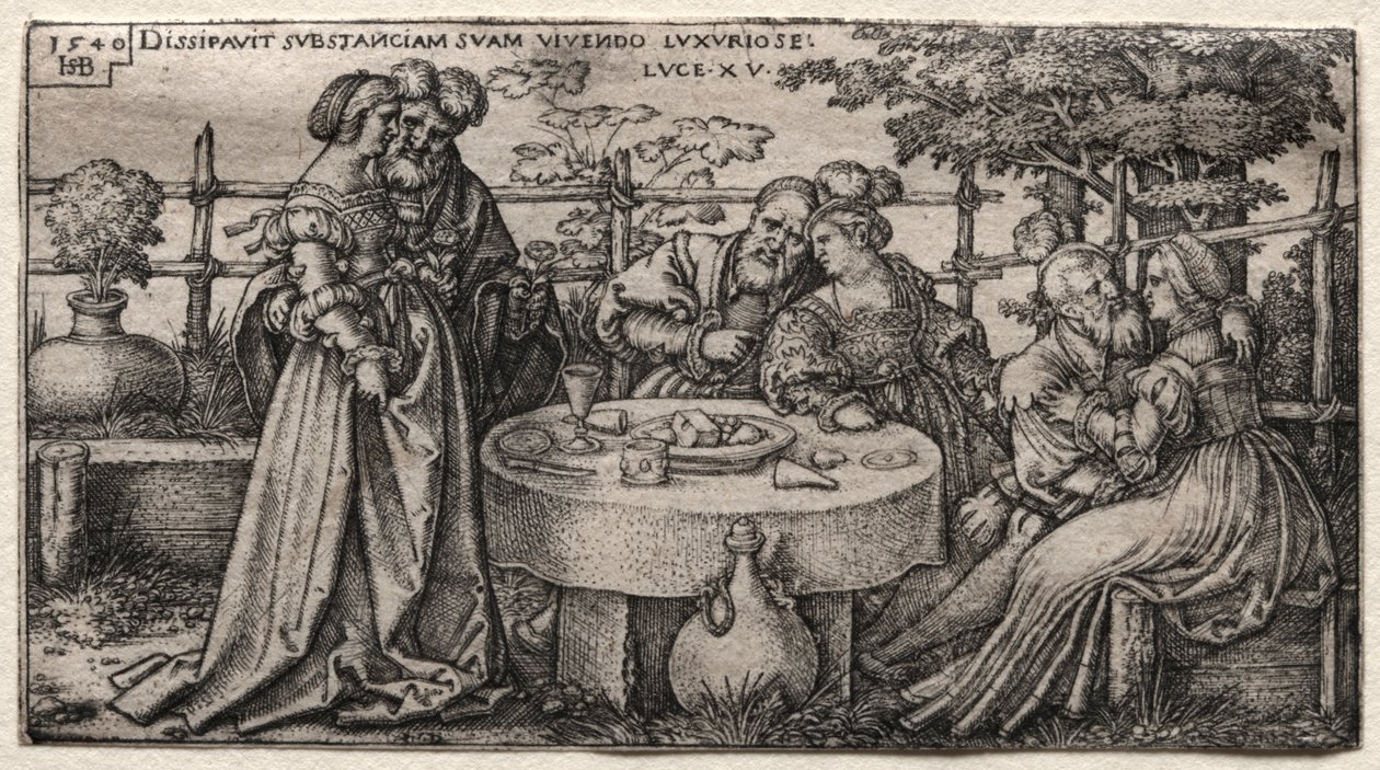 Marnotratný syn: Promrhání jmění. od Hans Sebald Beham