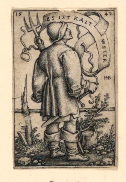 The Weather Peasant: „Je chladné počasí“ od Hans Sebald Beham