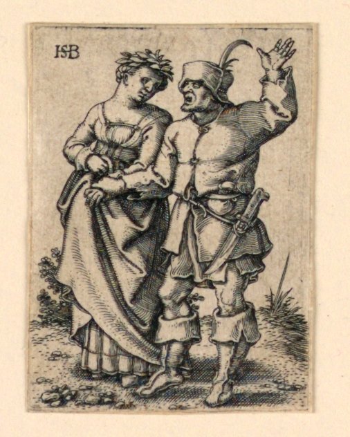 Svatební průvod: Pár kráčí vlevo, žena s věncem od Hans Sebald Beham