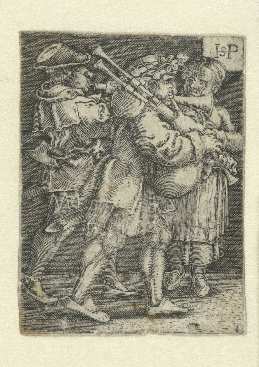 Dva muzikanti a dívka od Hans Sebald Beham