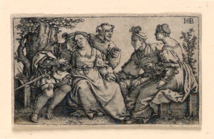 Dva páry a Buffoon od Hans Sebald Beham