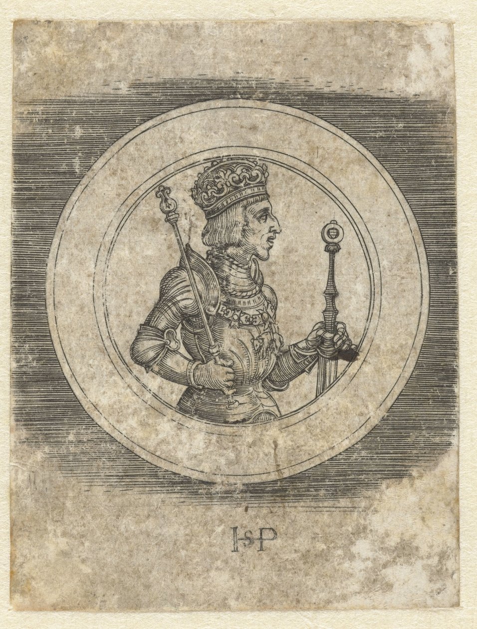 Avers medaile s portrétem uherského a českého krále Ferdinanda I. v poloviční délce od Hans Sebald Beham