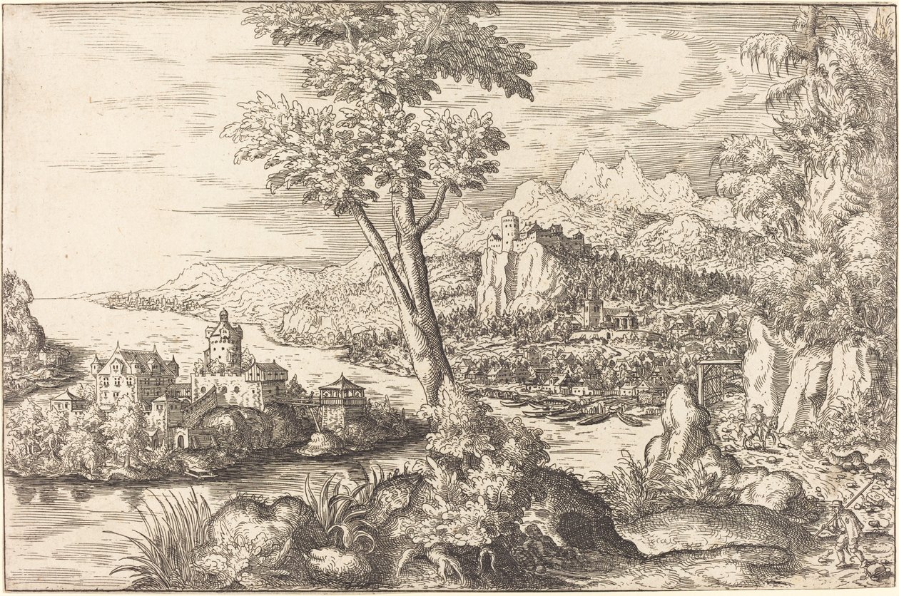Krajina se třemi muži, c. 15581559. od Hans Sebald Lautensack