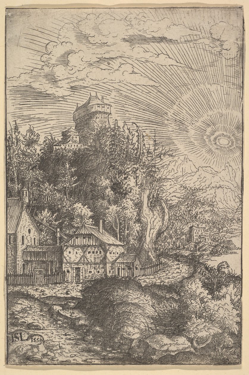 Krajina s hradem na skále, 1553. od Hans Sebald Lautensack