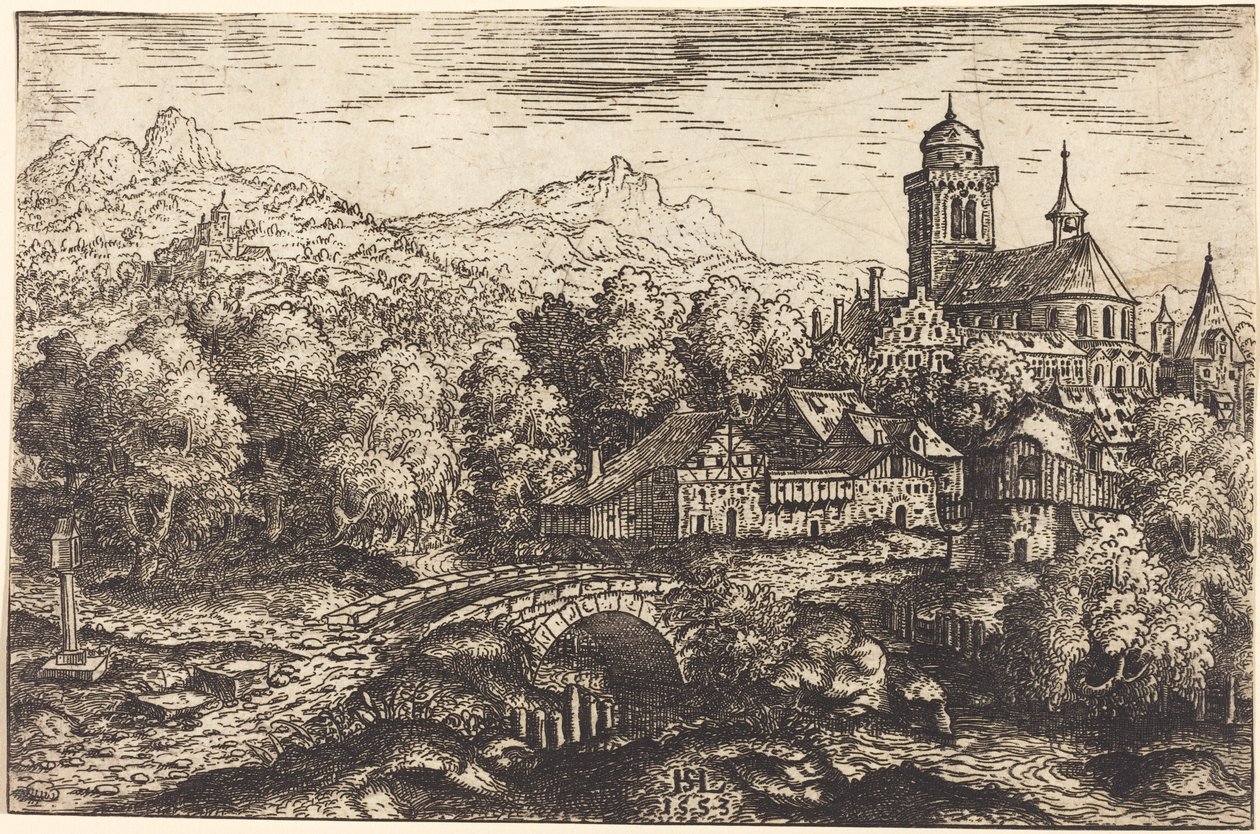 Horská krajina s vesnicí, 1553. od Hans Sebald Lautensack