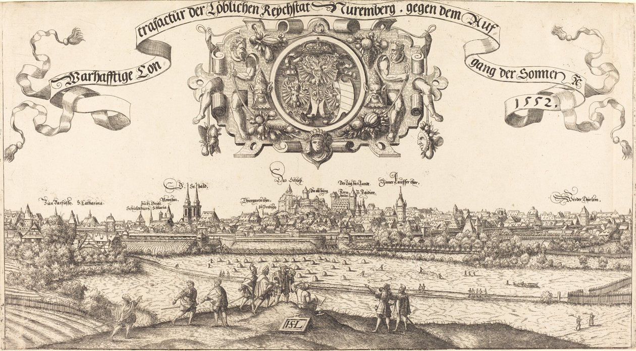 Pohled na Norimberk od východu [střední řez], 1552. od Hans Sebald Lautensack