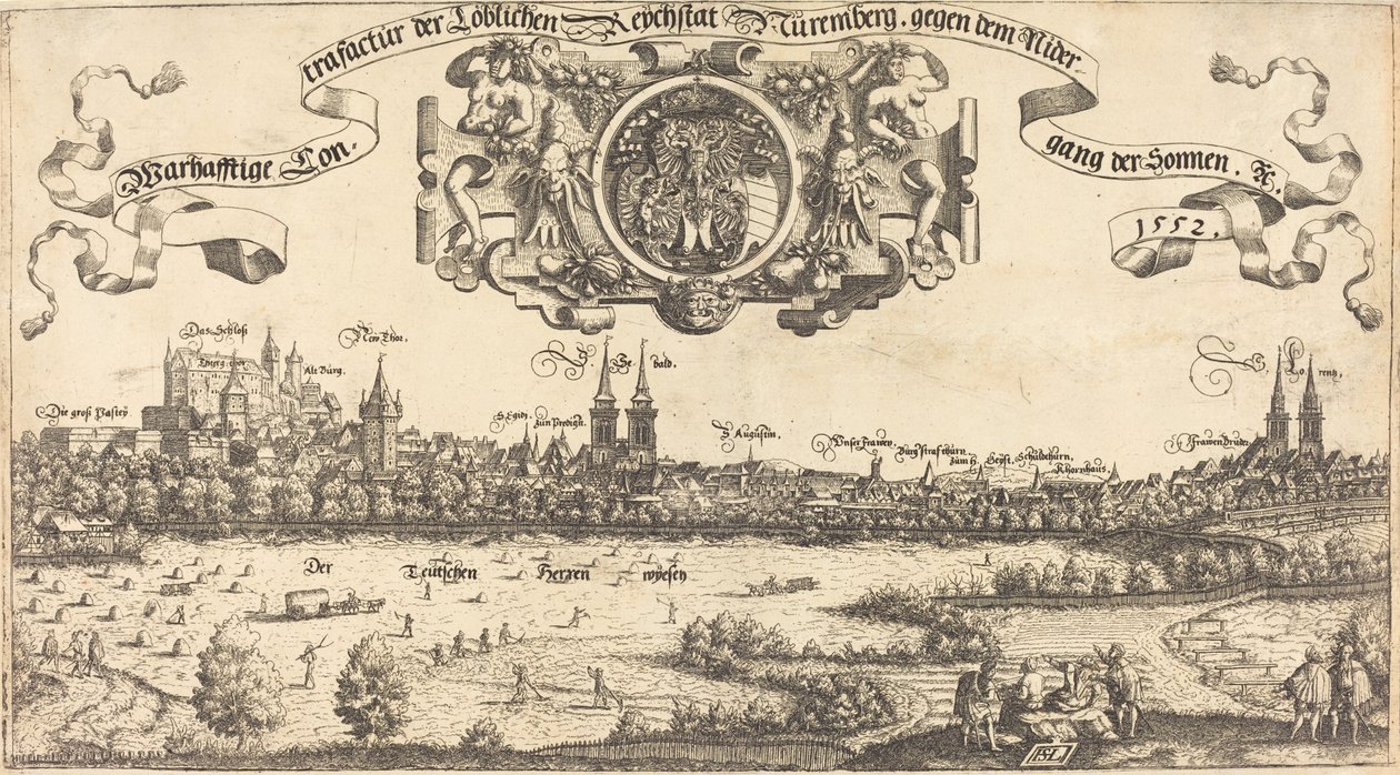 Pohled na Norimberk od západu [střední řez], 1552. od Hans Sebald Lautensack