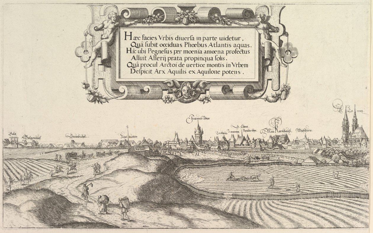 Pohled na Norimberk, na východ, levá deska, 1552. od Hans Sebald Lautensack