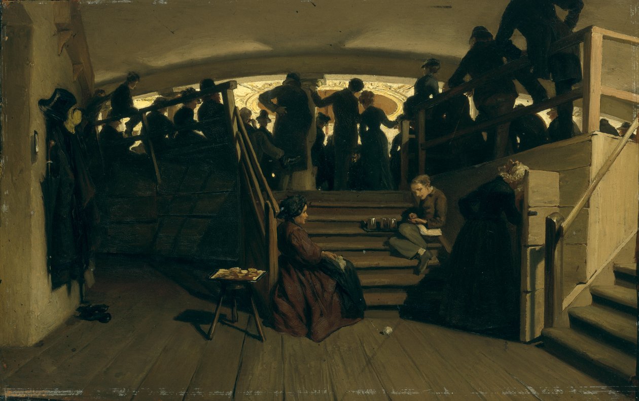 V galerii Státního divadla v Hamburku, c.1880 (olej na papíře na kartonu) od Hans Speckter